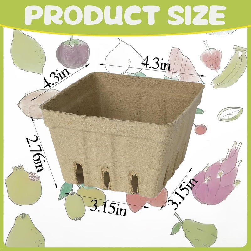 LUCKIEY 30 Pack Small Natural Pulp Fiber Berry Baskets – Eco-Friendly Vented Produce Containers for Strawberries, Blueberries, Raspberries, Fruits and Vegetables, Ideal for Grocery, Market, and Kitchen Use - Image 2